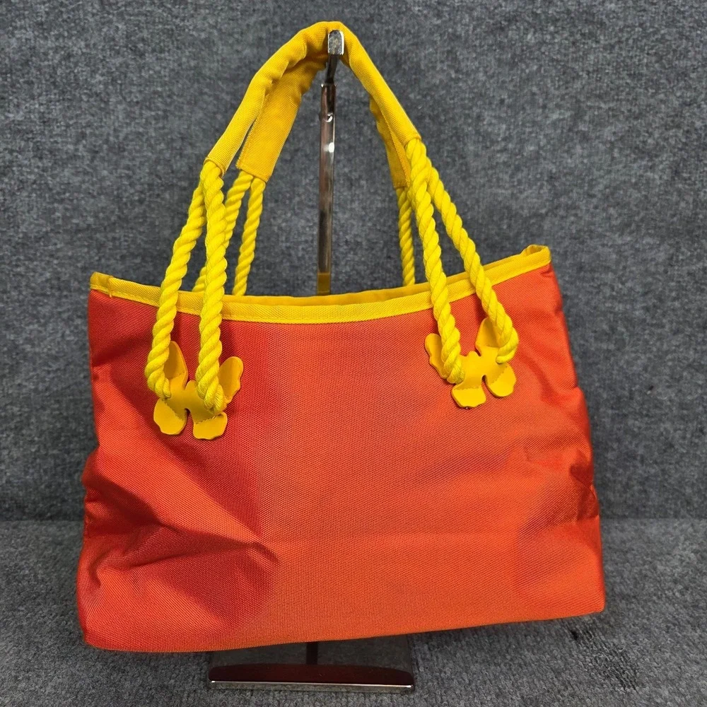 Escada Orange Tote Bag Butterfly With Rope Handles Beach Bag Orange Lining y2k